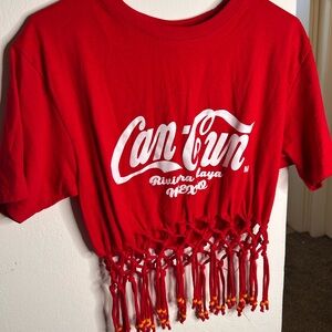 Red Kids Shirt with Fringe Detail